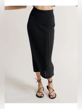 Laude The Label Black Crochet Midi Skirt - Women Small